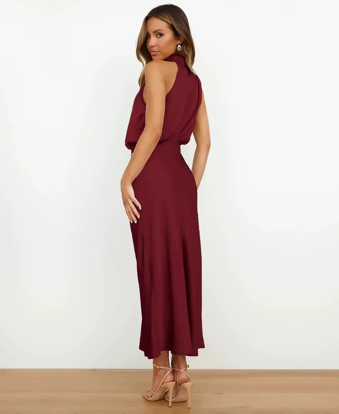 Sophie | Women's Cotton Blend High Neck Midi Dress 4