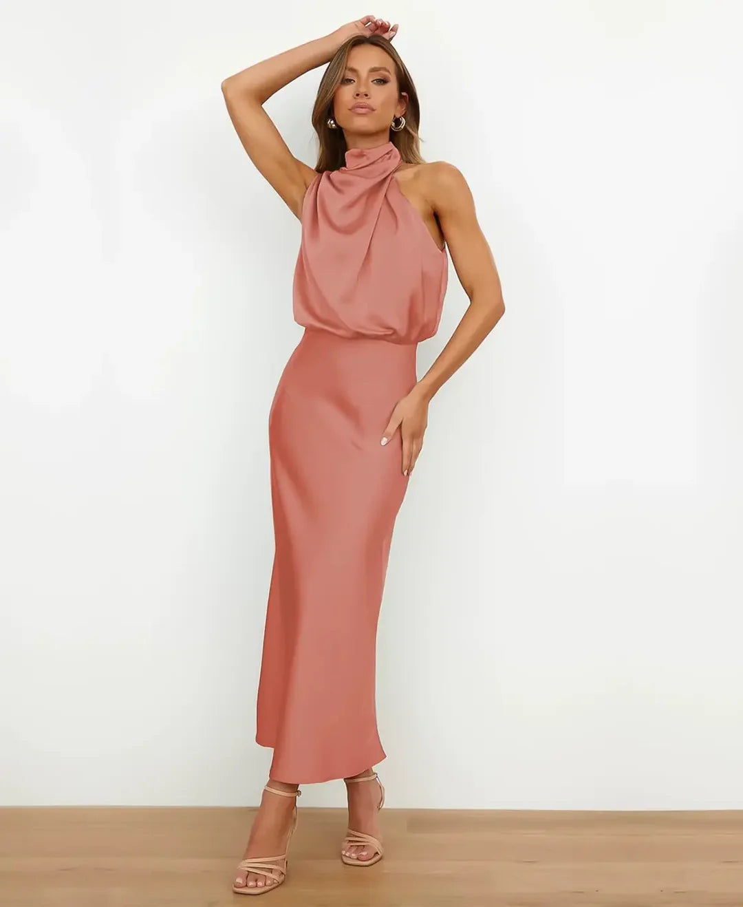 Sophie | Women's Cotton Blend High Neck Midi Dress 9