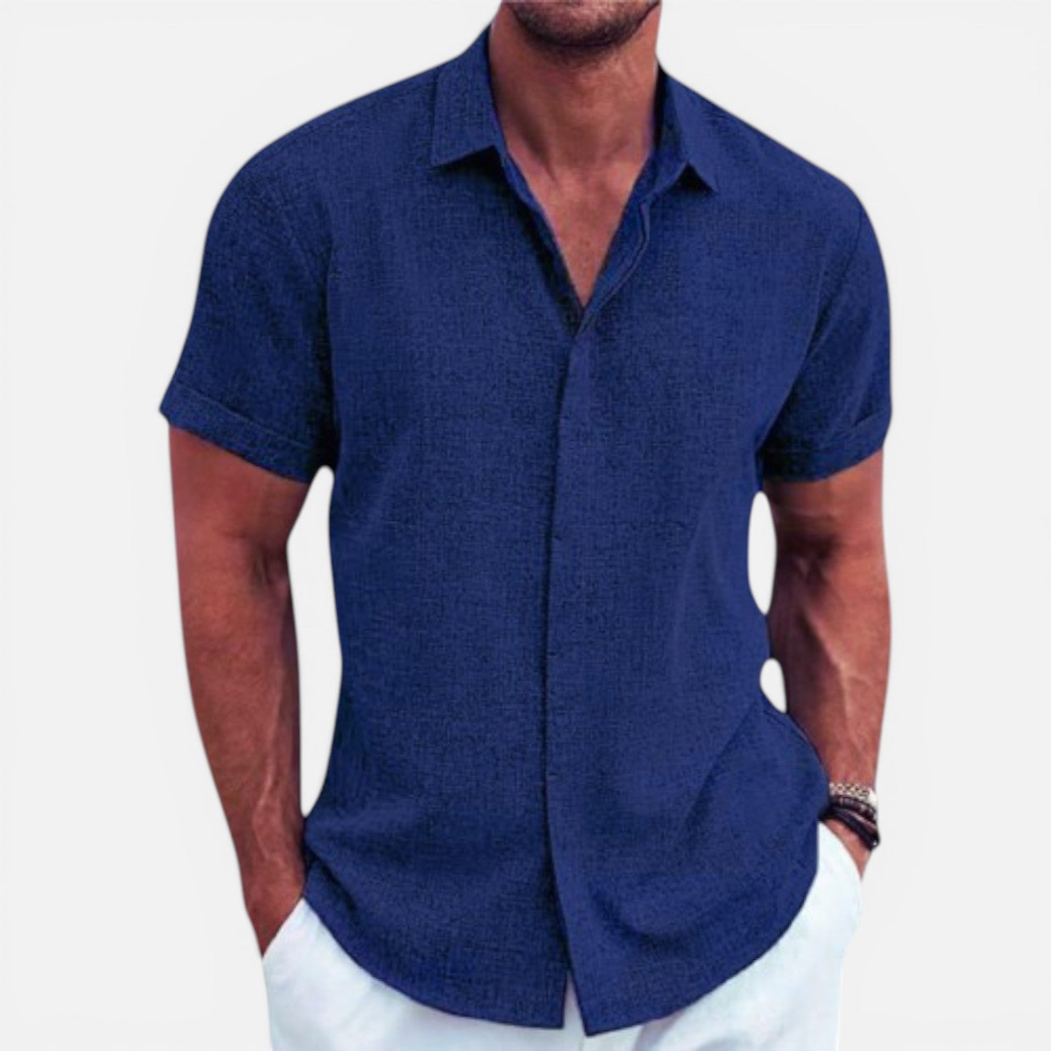 Men's Lightweight Summer Shirt Short Sleeve Breathable Casual Wear