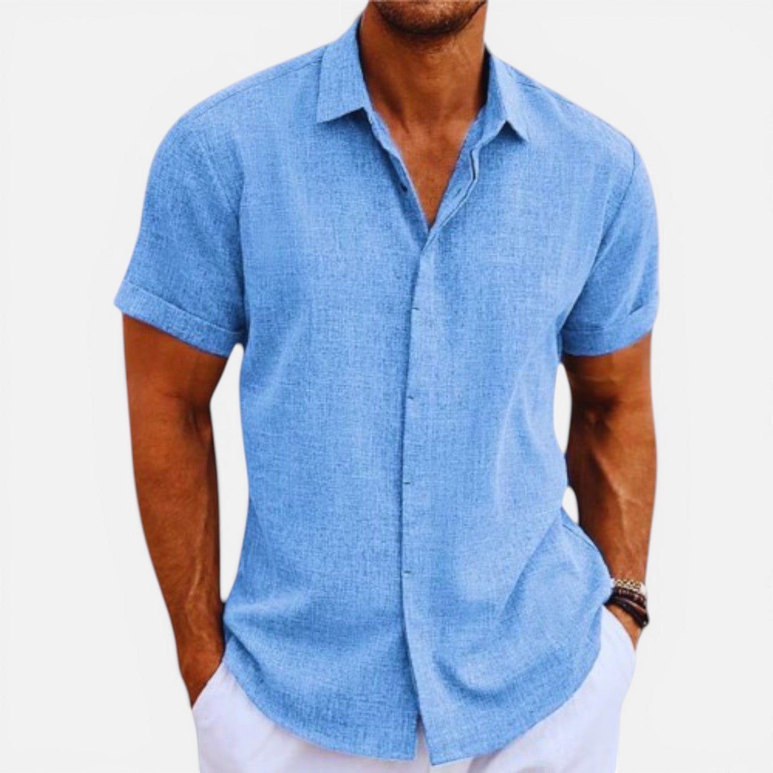 Men's Lightweight Summer Shirt Short Sleeve Breathable Casual Wear