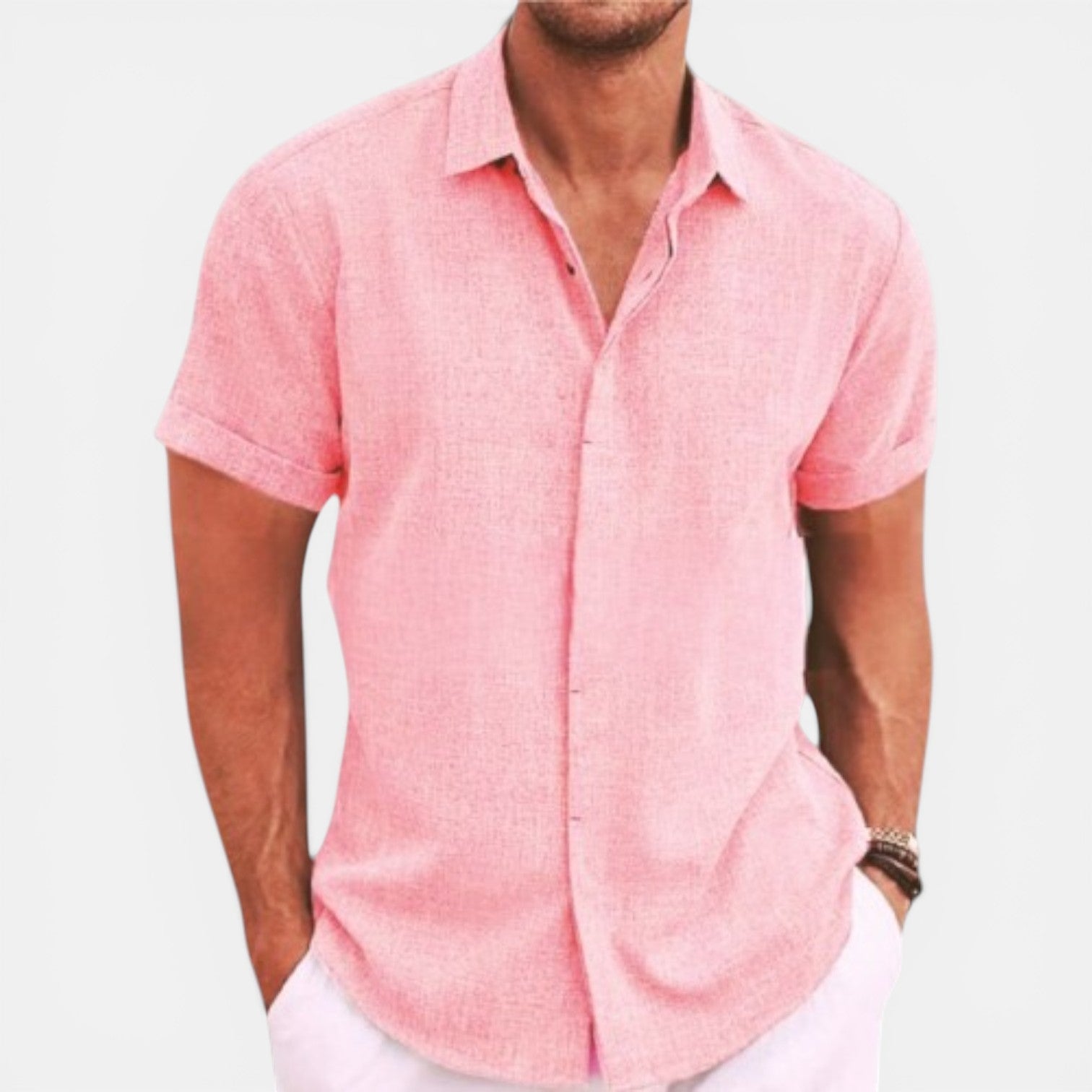 Men's Lightweight Summer Shirt Short Sleeve Breathable Casual Wear