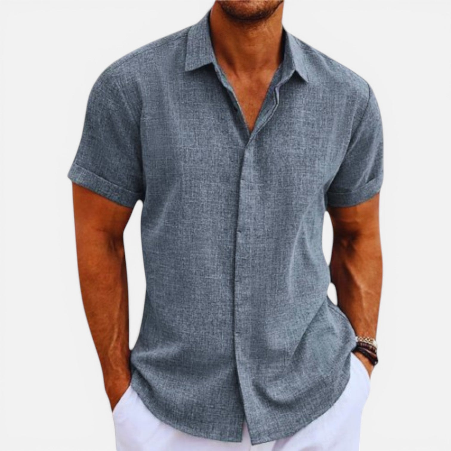 Men's Lightweight Summer Shirt Short Sleeve Breathable Casual Wear