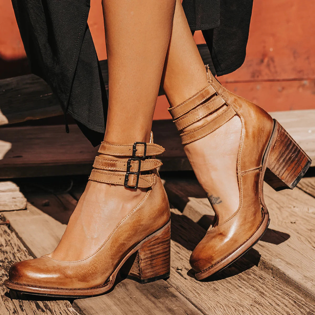 Women's Vintage Ankle Strap Heels Block Heel Elegant Sandals Premium Material