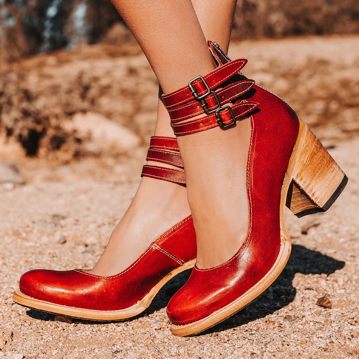 Women's Vintage Ankle Strap Heels Block Heel Elegant Sandals Premium Material