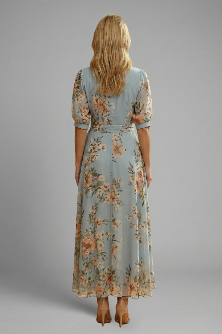 Women's Midi Dress V-Neck Floral Pattern Casual