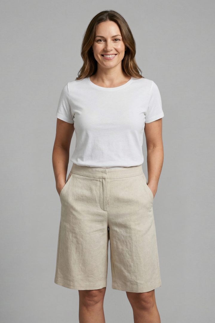 Women's Shorts Elastic Waistband Side Pockets Casual Summer Wear