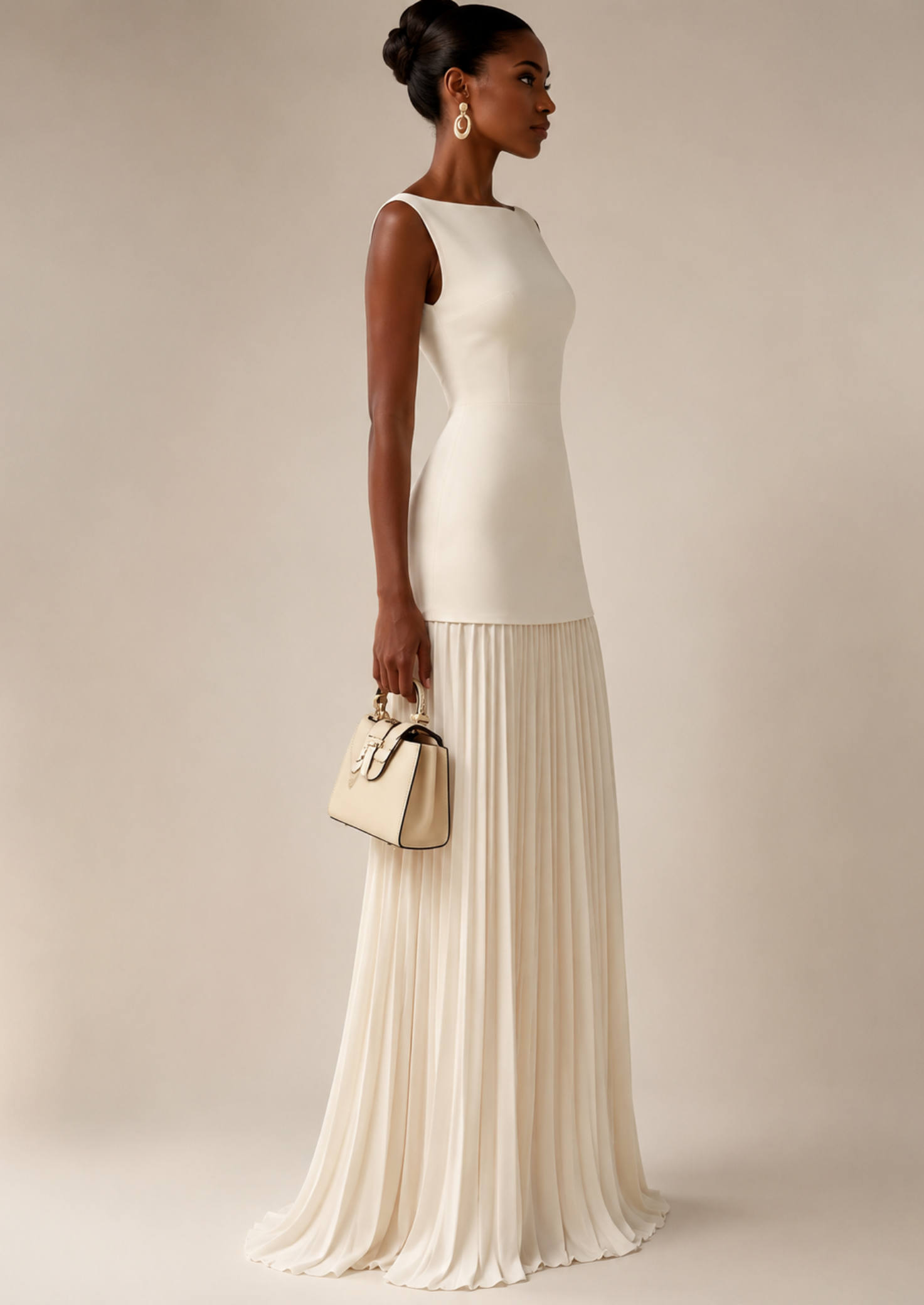 Women's Maxi Dress Sleeveless Pleated Skirt Long Length Casual