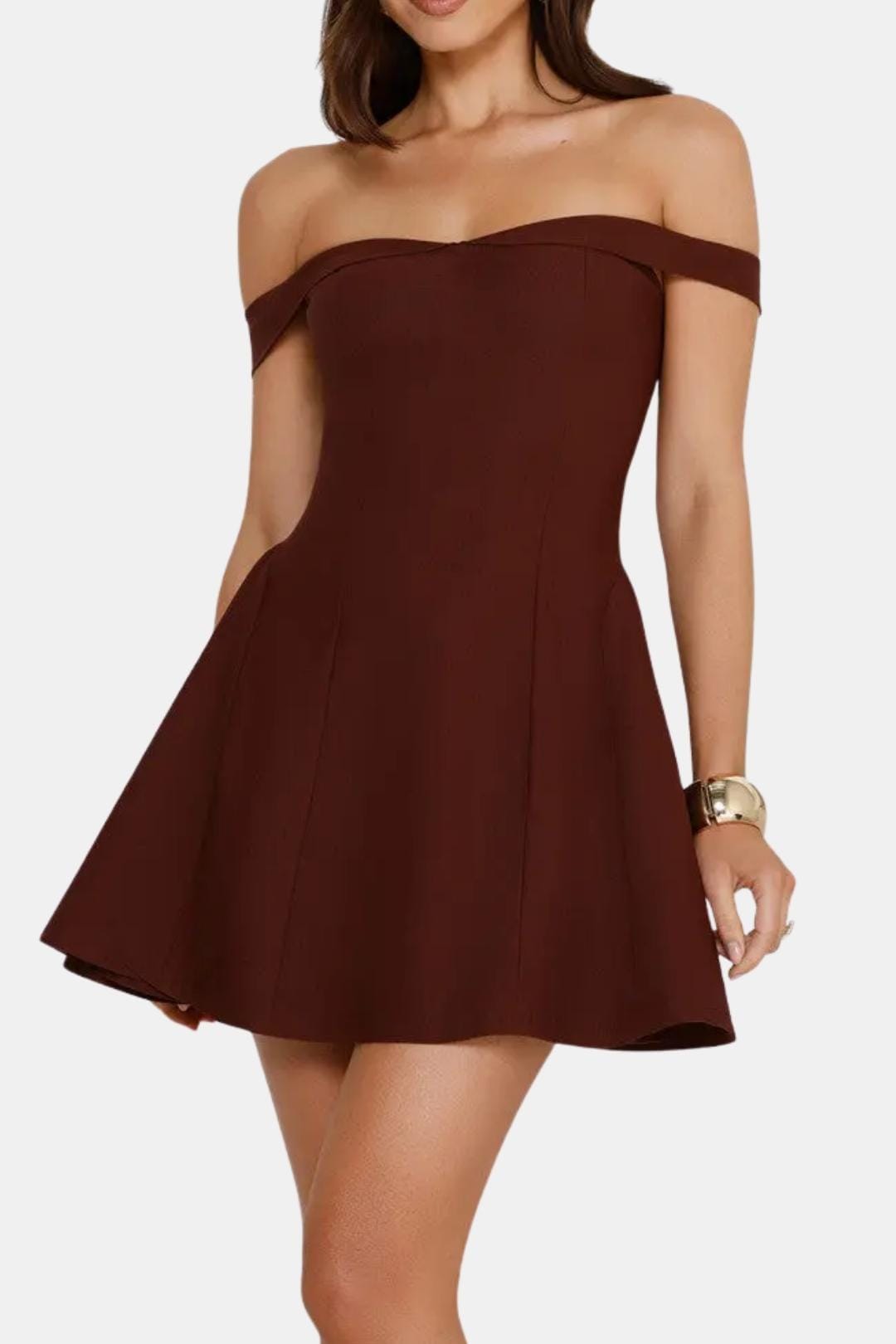 Zariyah – Off-Shoulder Sculpted Mini Dress