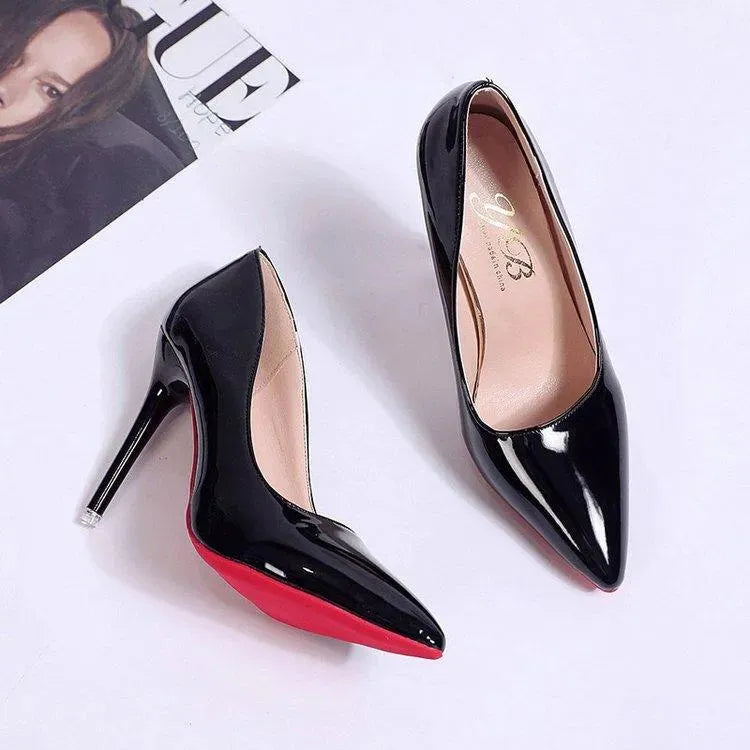 Women's Black Pumps Stiletto Heel Low Upper PU Casual Office Shoes