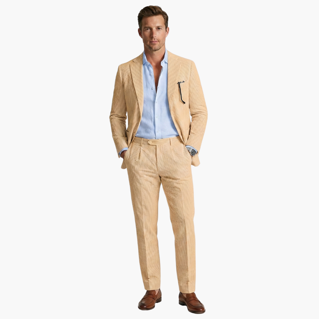 Men's Slim Fit Pinstripe Two-Piece Wedding Suit