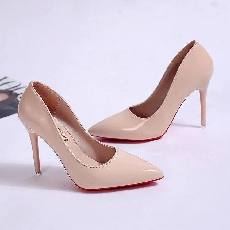 Women's Black Pumps Stiletto Heel Low Upper PU Casual Office Shoes