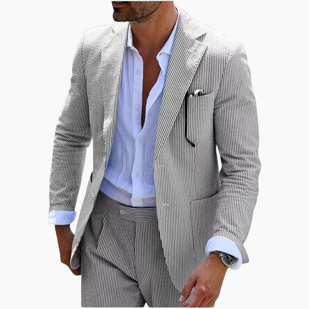 Men's Slim Fit Pinstripe Two-Piece Wedding Suit