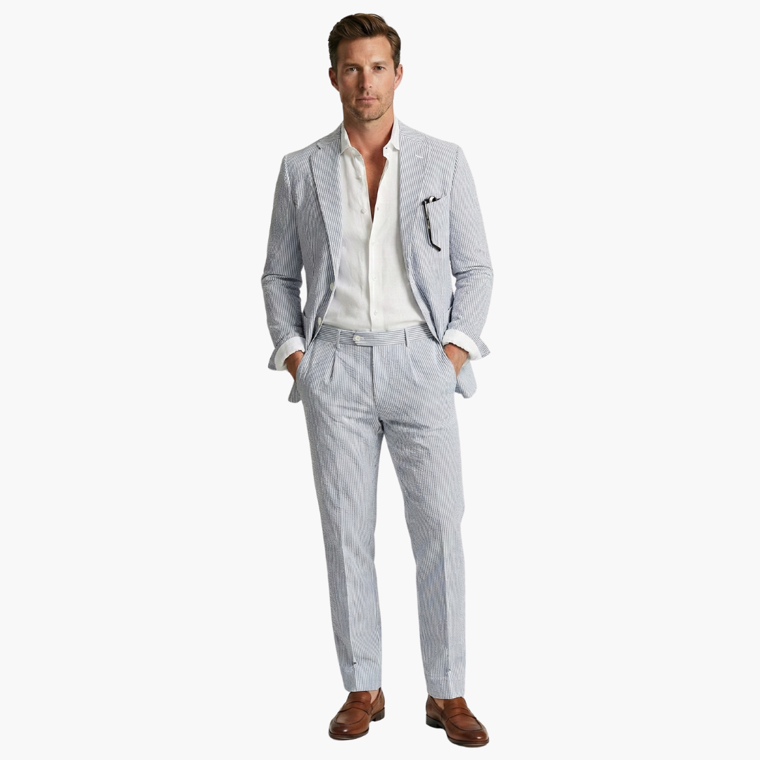Men's Slim Fit Pinstripe Two-Piece Wedding Suit