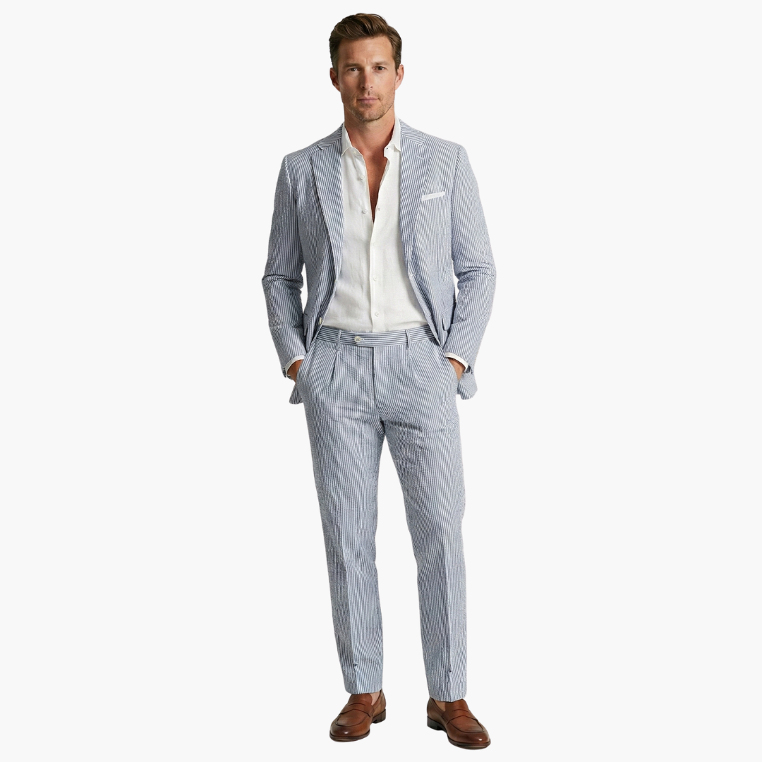Men's Slim Fit Pinstripe Two-Piece Wedding Suit