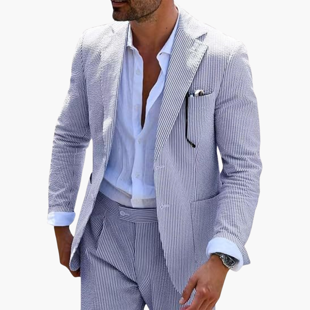 Men's Slim Fit Pinstripe Two-Piece Wedding Suit