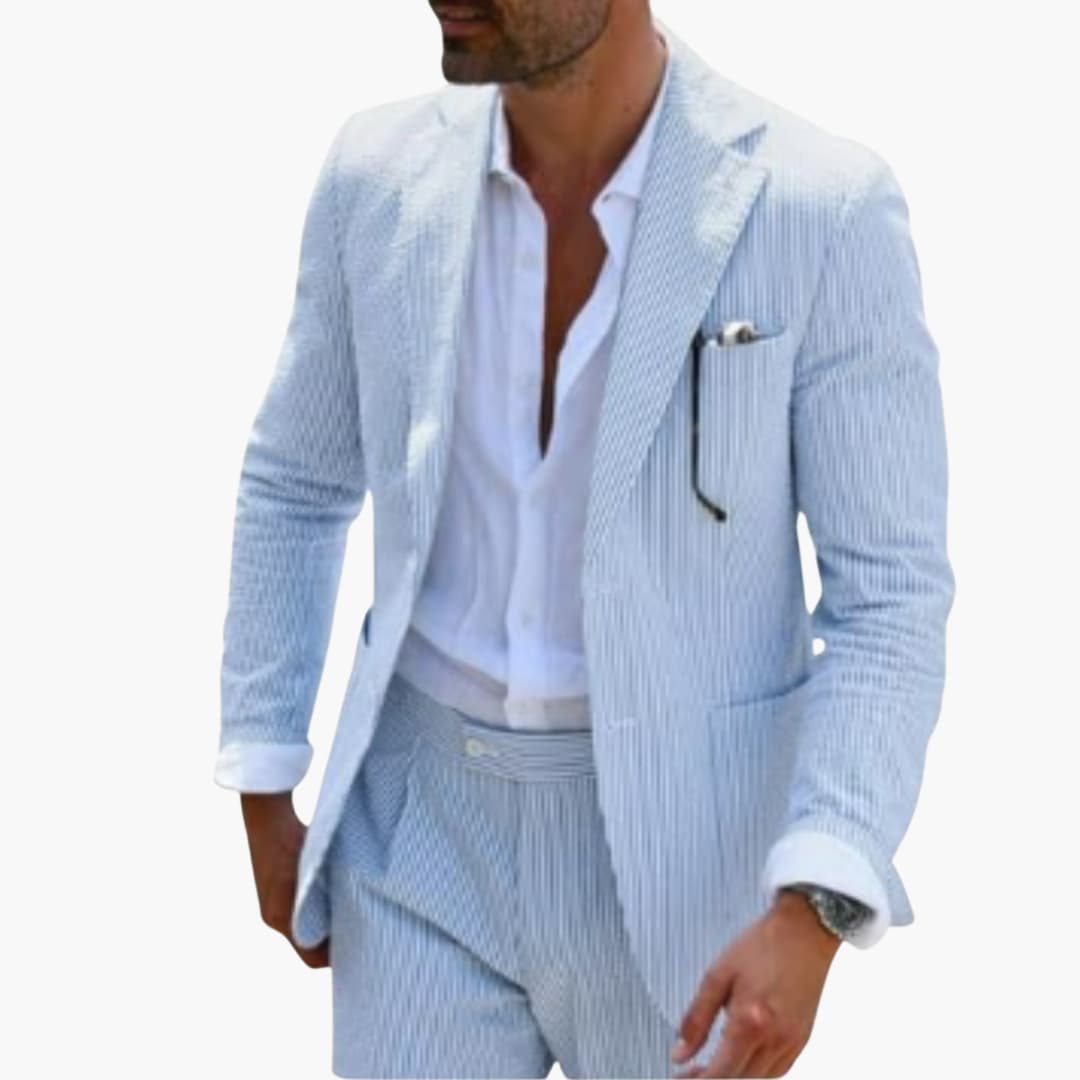 Men's Slim Fit Pinstripe Two-Piece Wedding Suit