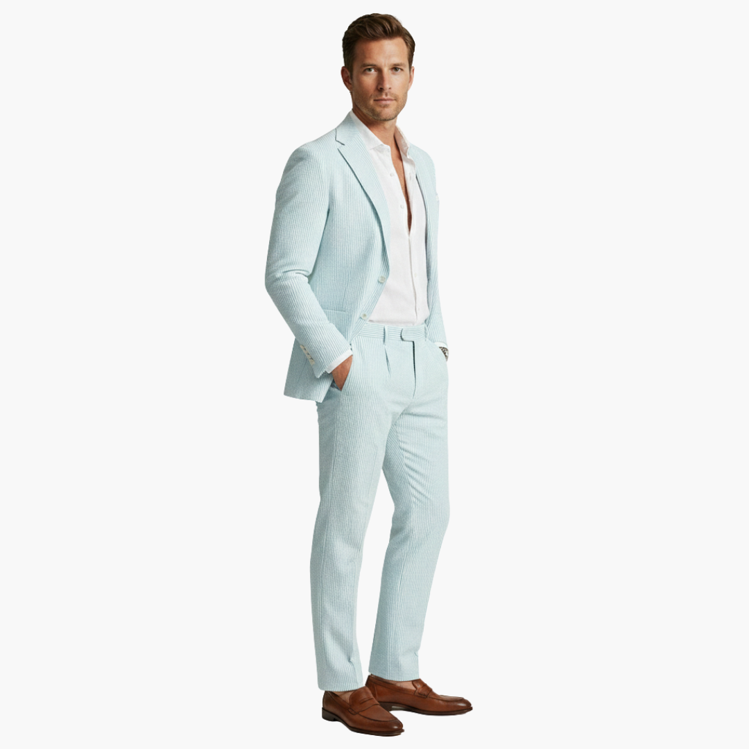 Men's Slim Fit Pinstripe Two-Piece Wedding Suit
