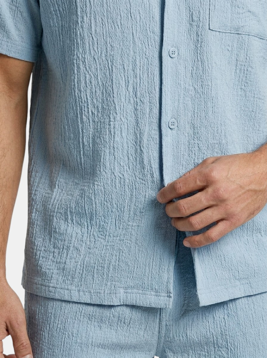 Men's Two-Piece Set Camp Collar Shirt & Elasticated Waist Shorts Casual Outfit