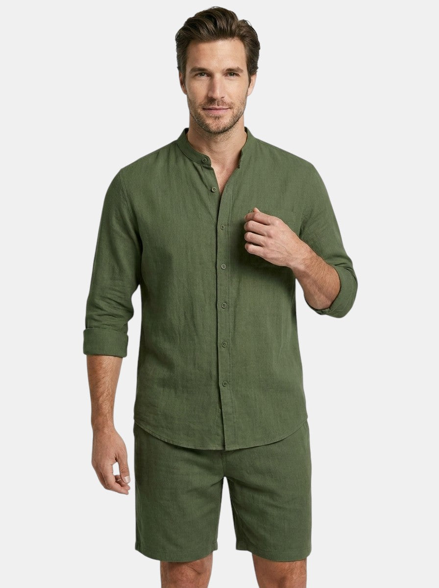 Men's Lightweight Summer Set | Relaxed Fit Long Sleeve Shirt & Shorts