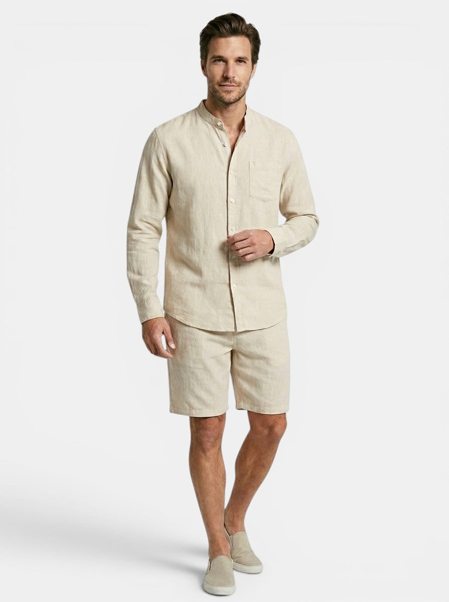 Men's Lightweight Summer Set | Relaxed Fit Long Sleeve Shirt & Shorts