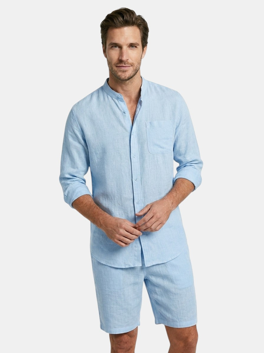 Men's Lightweight Summer Set | Relaxed Fit Long Sleeve Shirt & Shorts