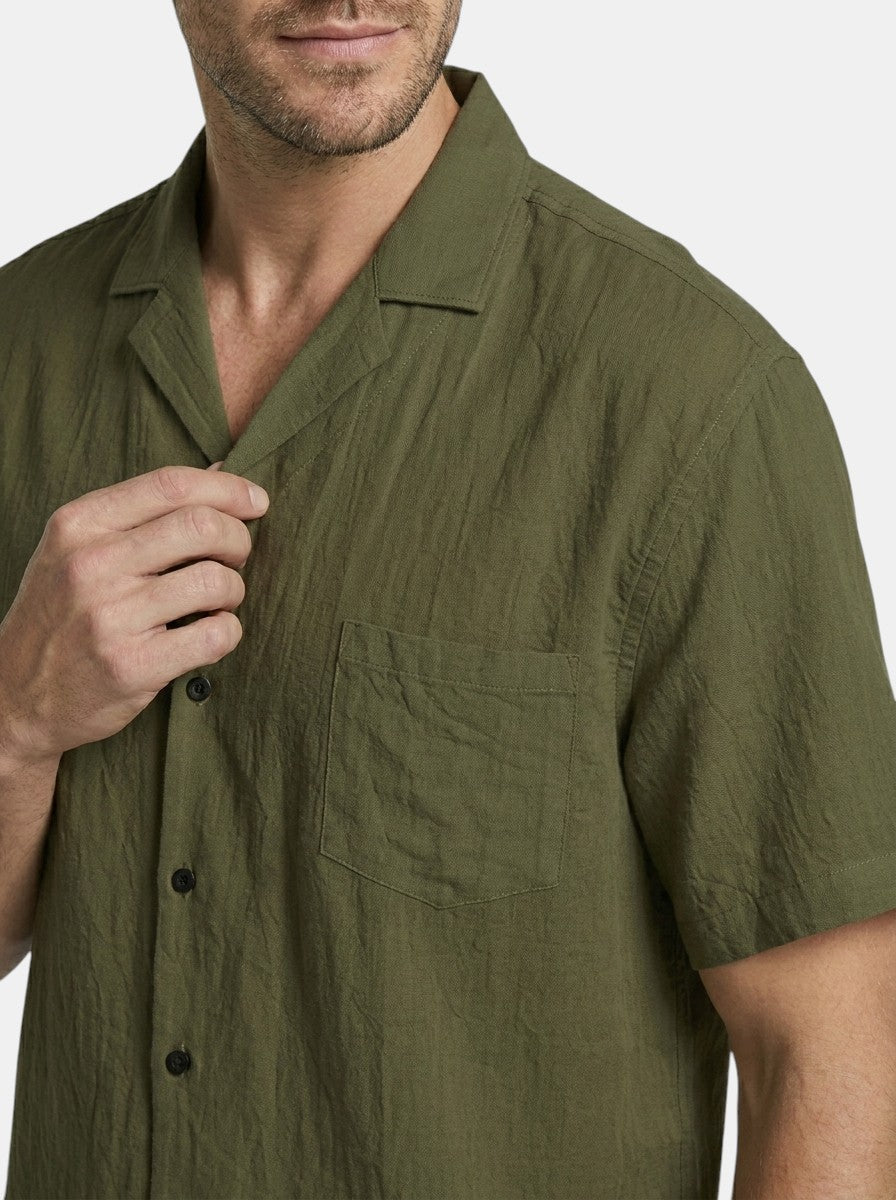 Men's Lightweight Woven Summer Set | Short Sleeve Shirt & Drawstring Shorts | Casual