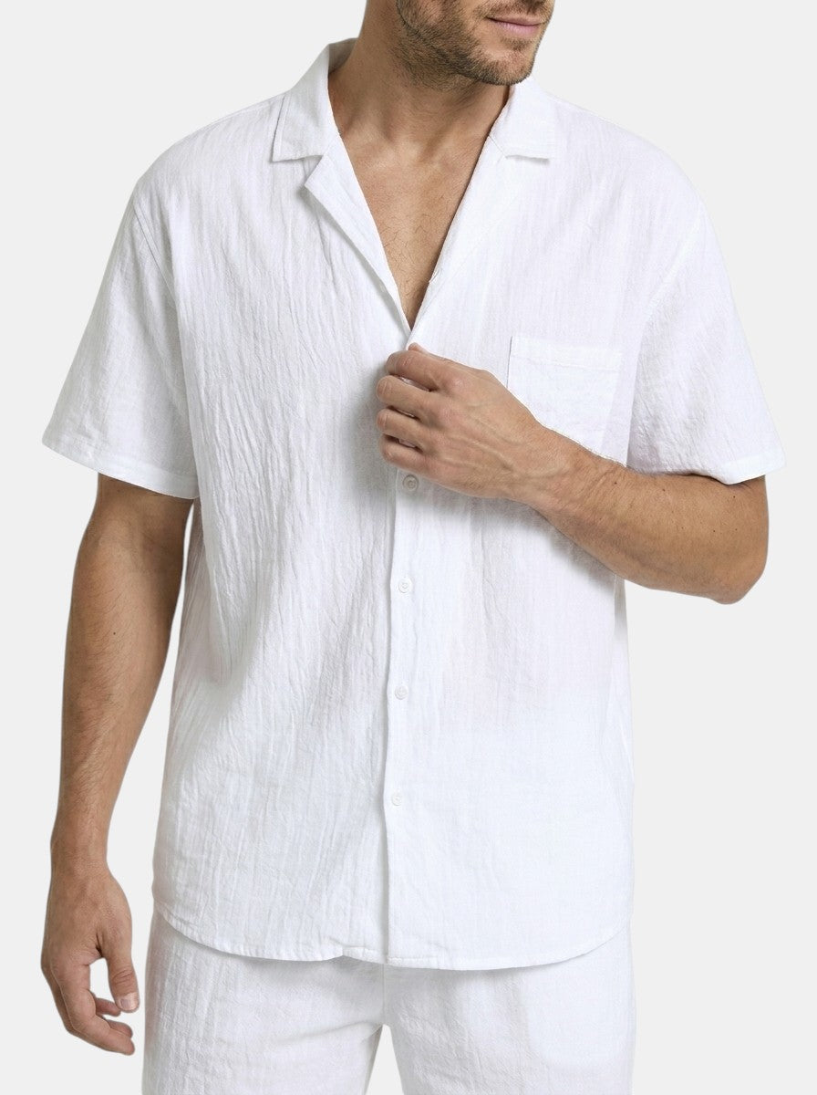Men's Lightweight Woven Summer Set | Short Sleeve Shirt & Drawstring Shorts | Casual
