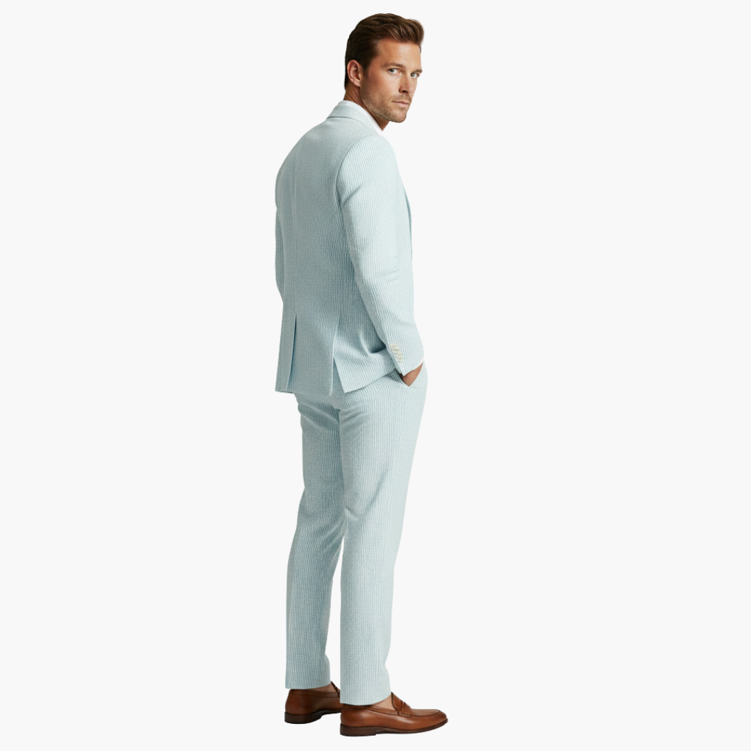 Men's Slim Fit Pinstripe Two-Piece Wedding Suit