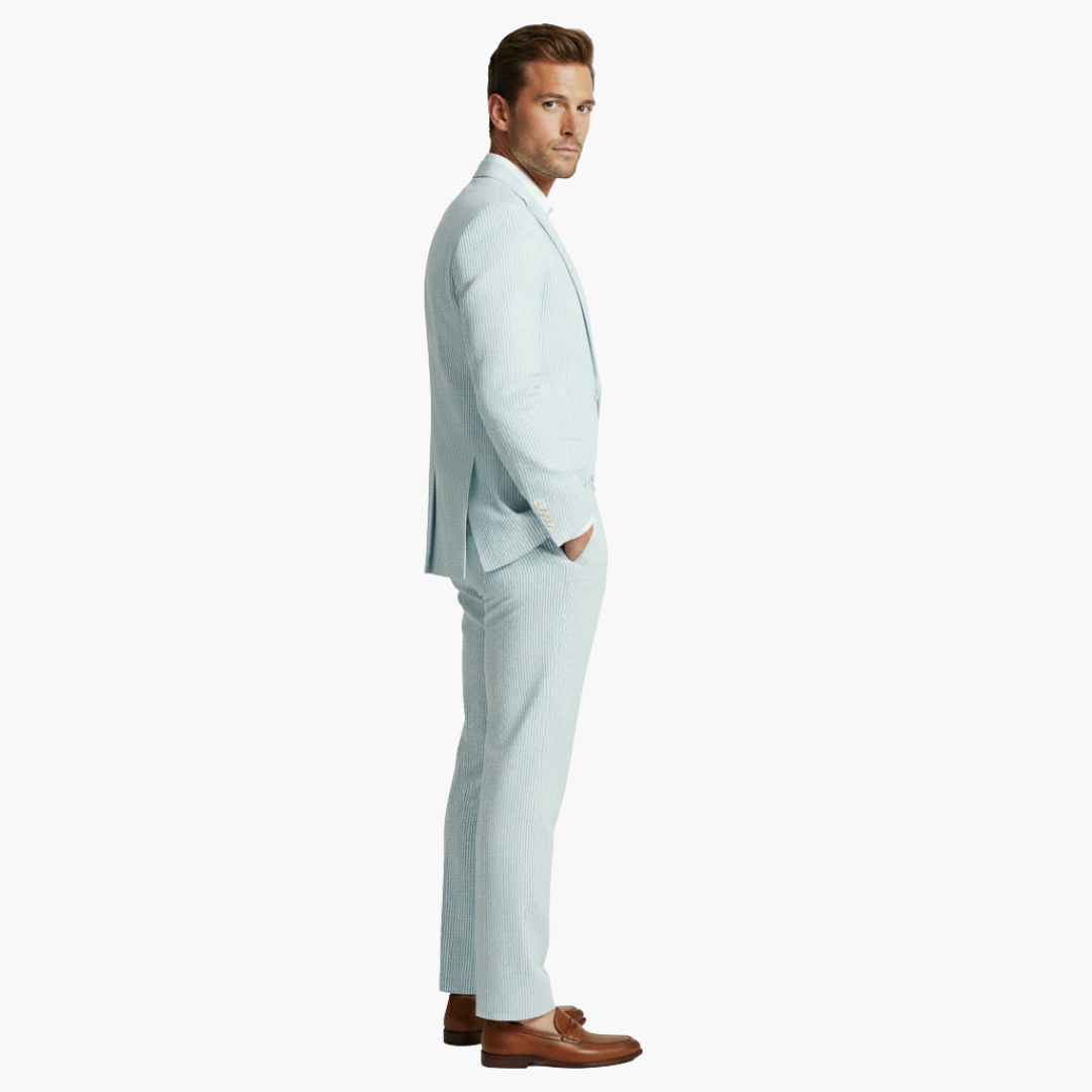 Men's Slim Fit Pinstripe Two-Piece Wedding Suit
