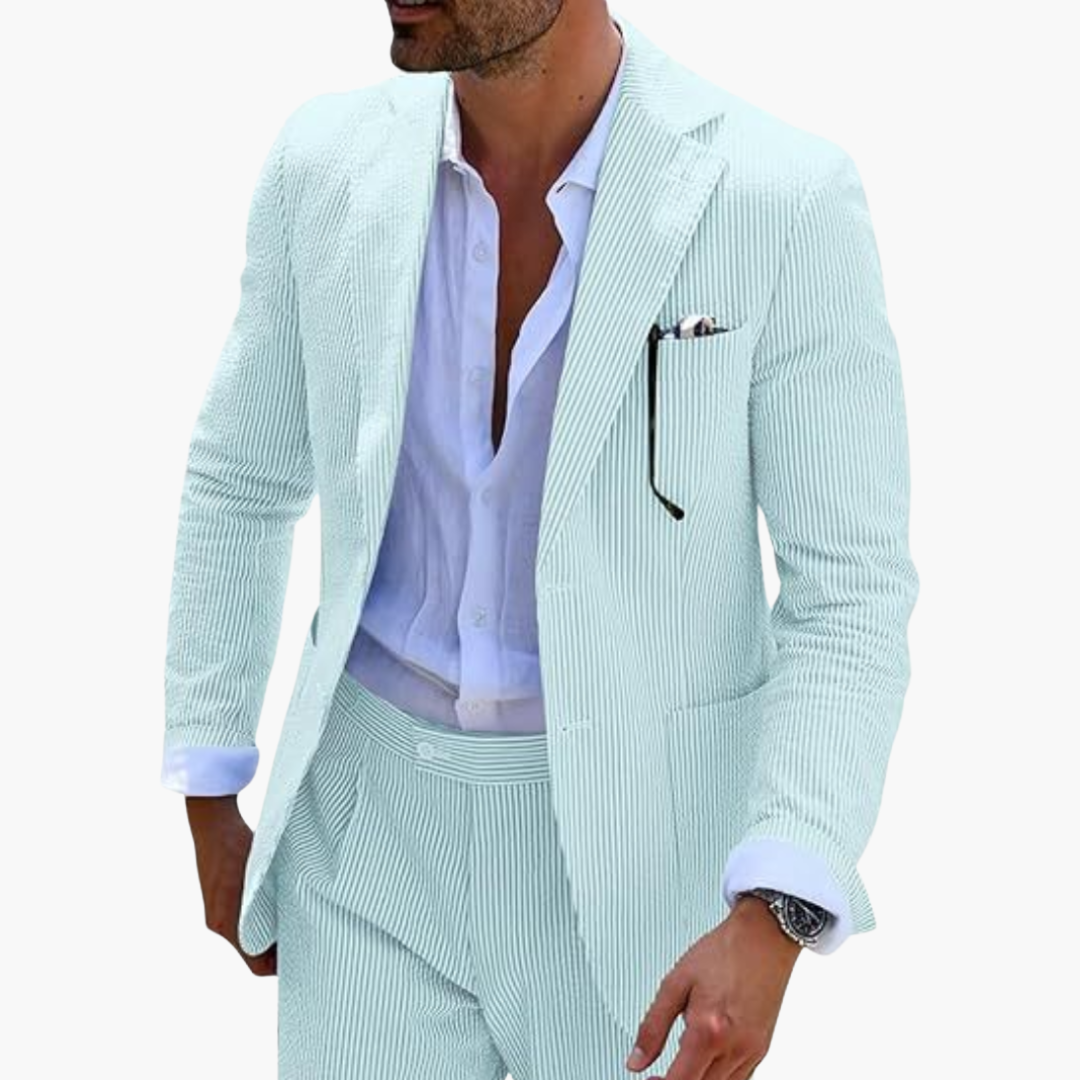 Men's Slim Fit Pinstripe Two-Piece Wedding Suit