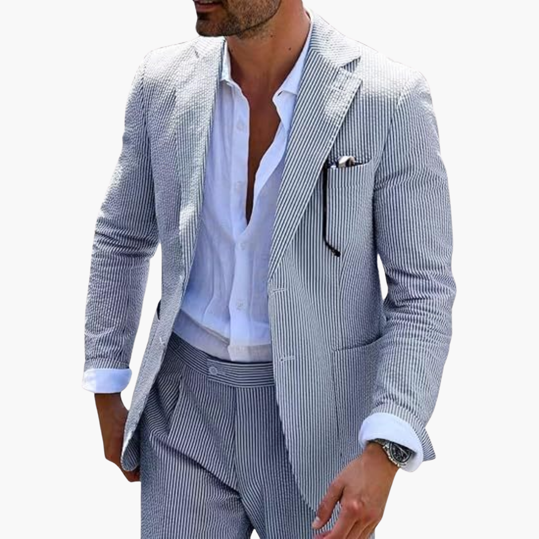 Men's Slim Fit Pinstripe Two-Piece Wedding Suit