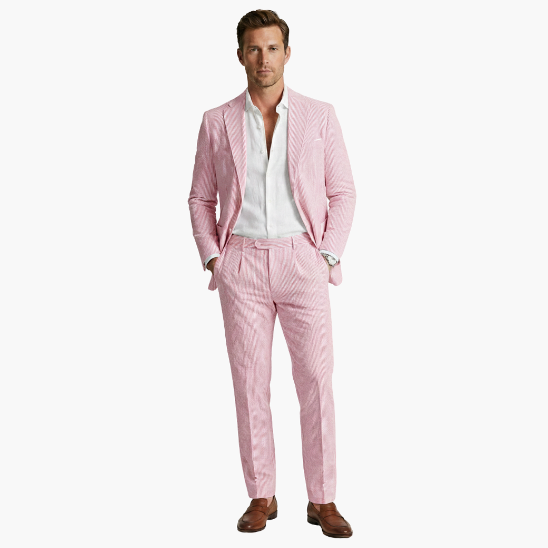 Men's Slim Fit Pinstripe Two-Piece Wedding Suit