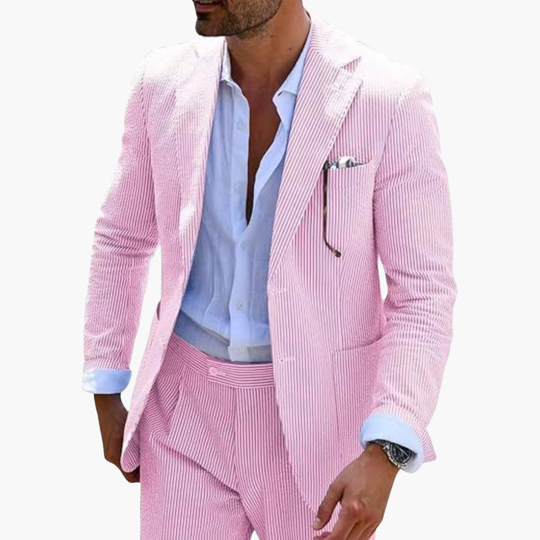 Men's Slim Fit Pinstripe Two-Piece Wedding Suit