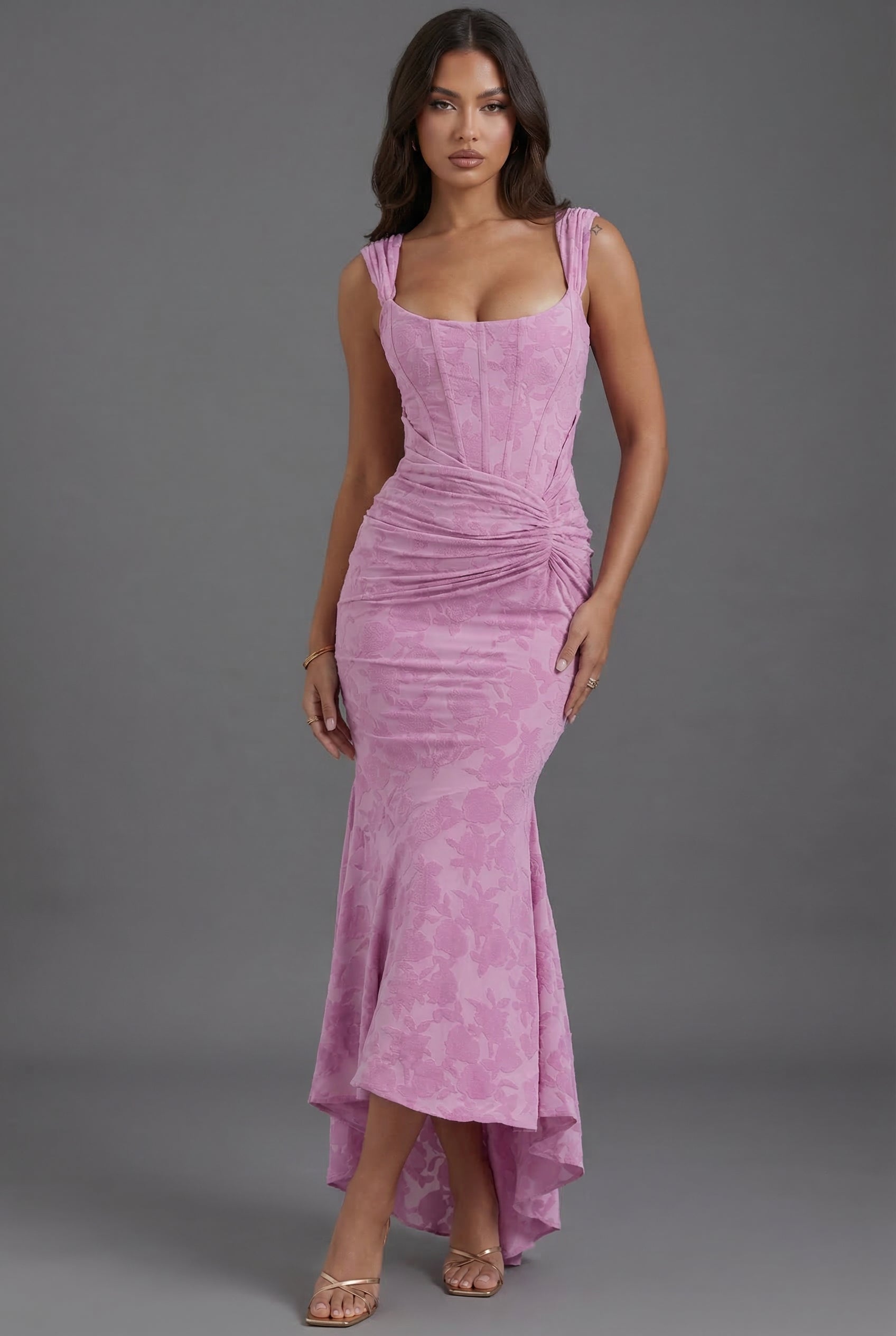 Women's Fishtail Dress Floral Corset Ruched Design
