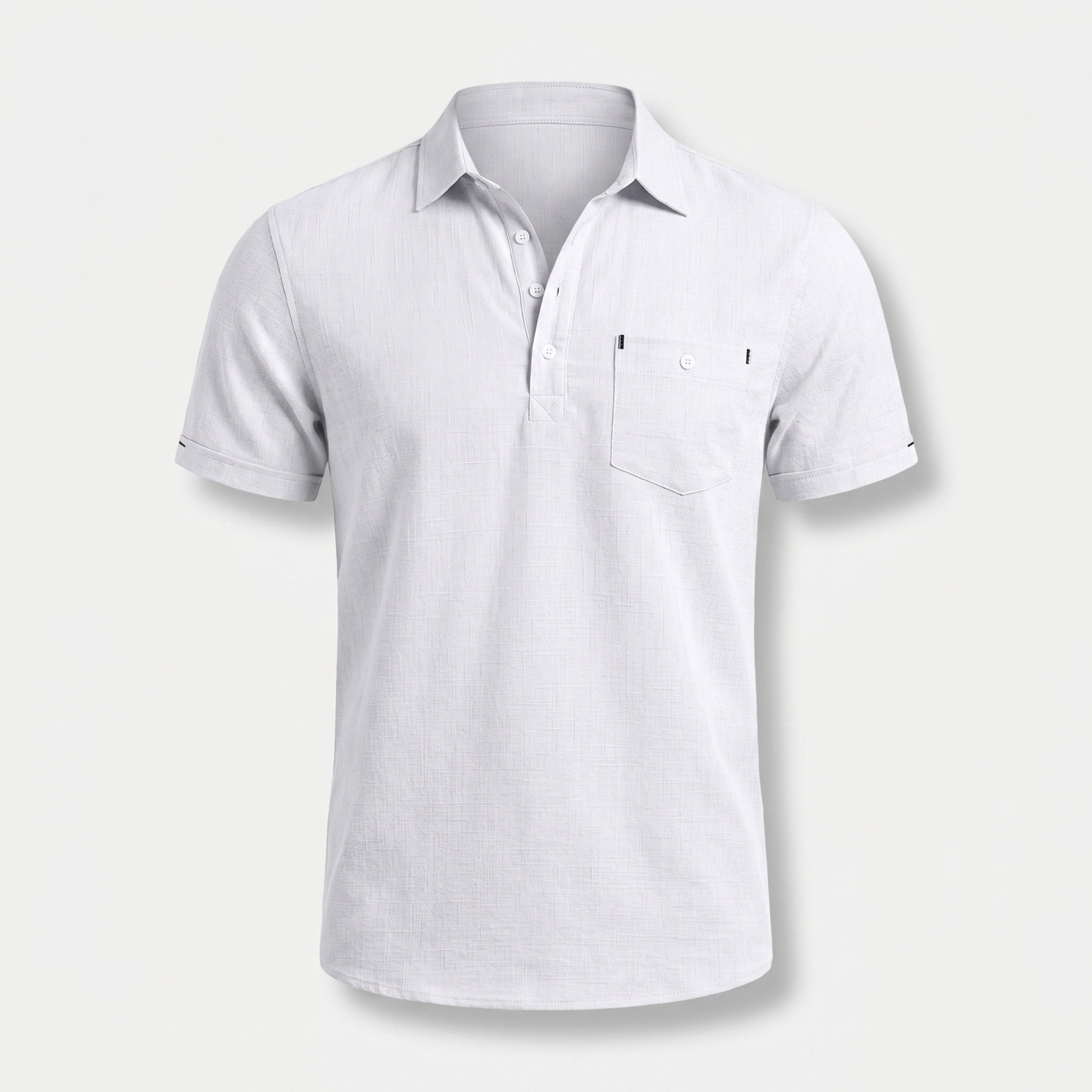Men's Linen Polo Shirt Half-Button Style Casual Summer Wear