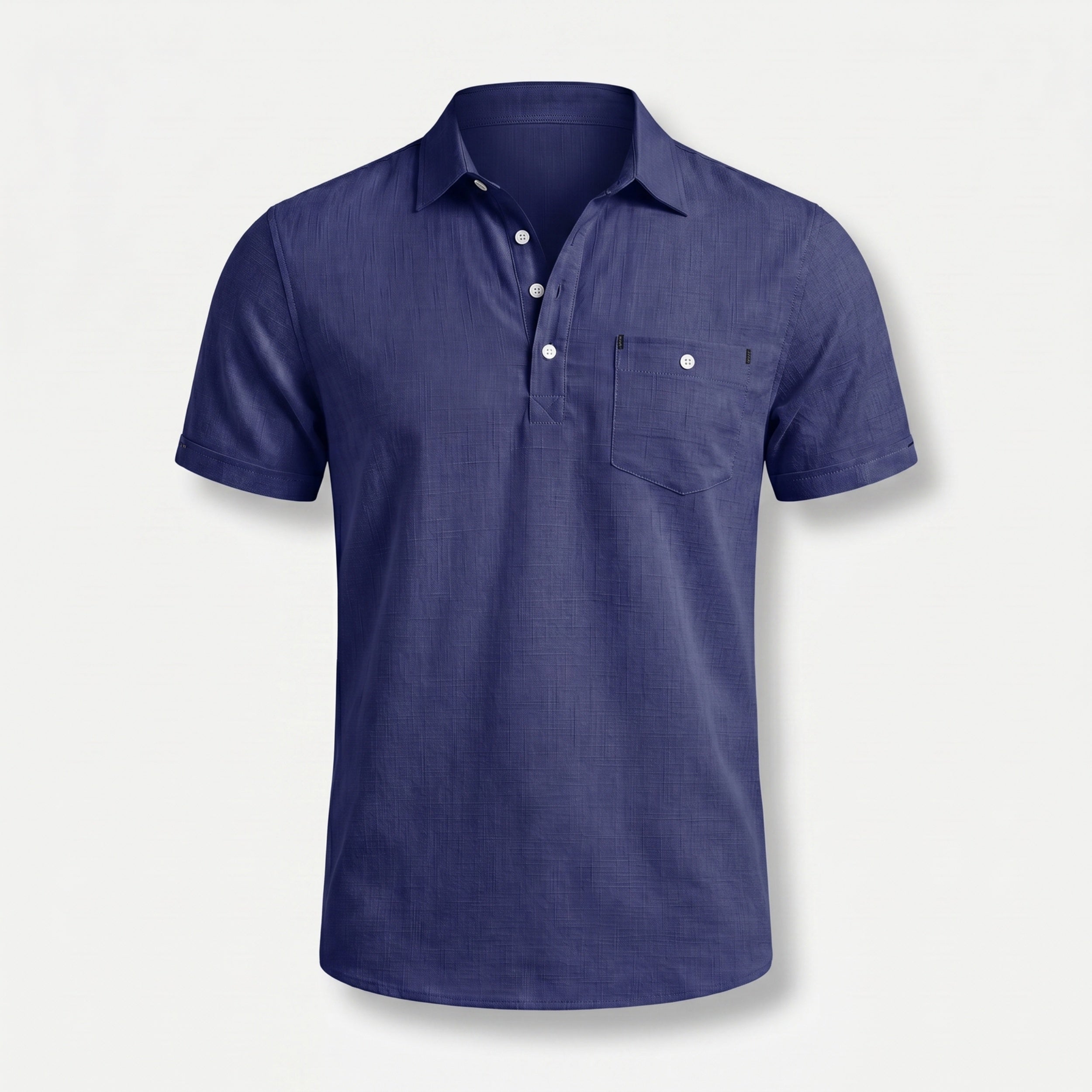 Men's Linen Polo Shirt Half-Button Style Casual Summer Wear