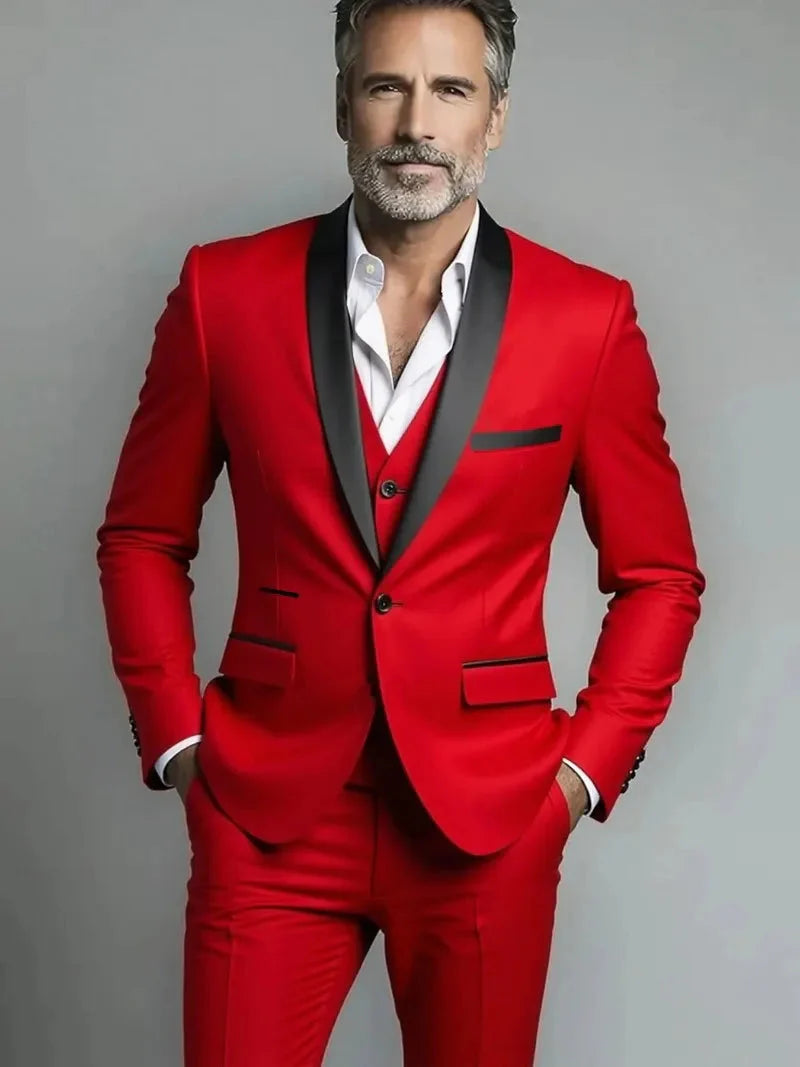 Men's Slim Fit Three-Piece Formal Wedding Suit
