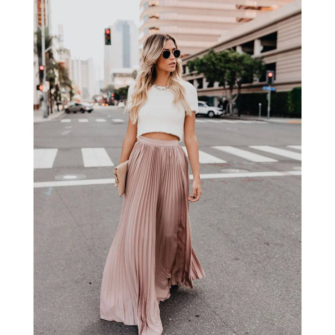 Women's Pleated Maxi Skirt | High Waist | Casual