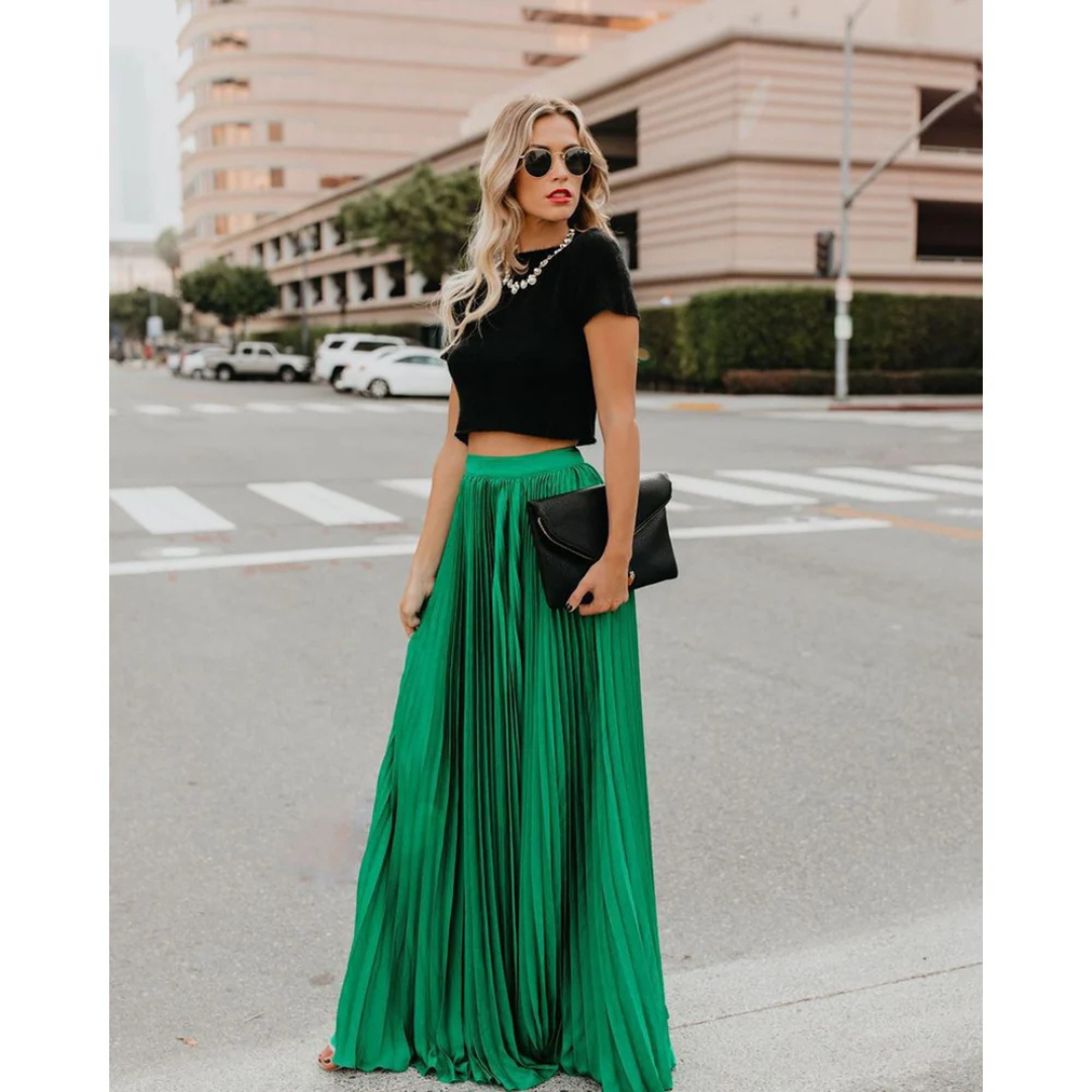 Women's Pleated Maxi Skirt | High Waist | Casual