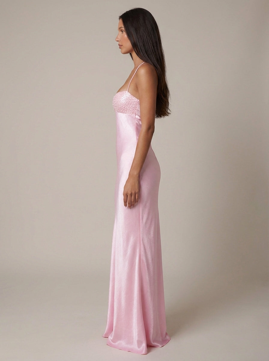 Women's Formal Beaded Halter Maxi Dress