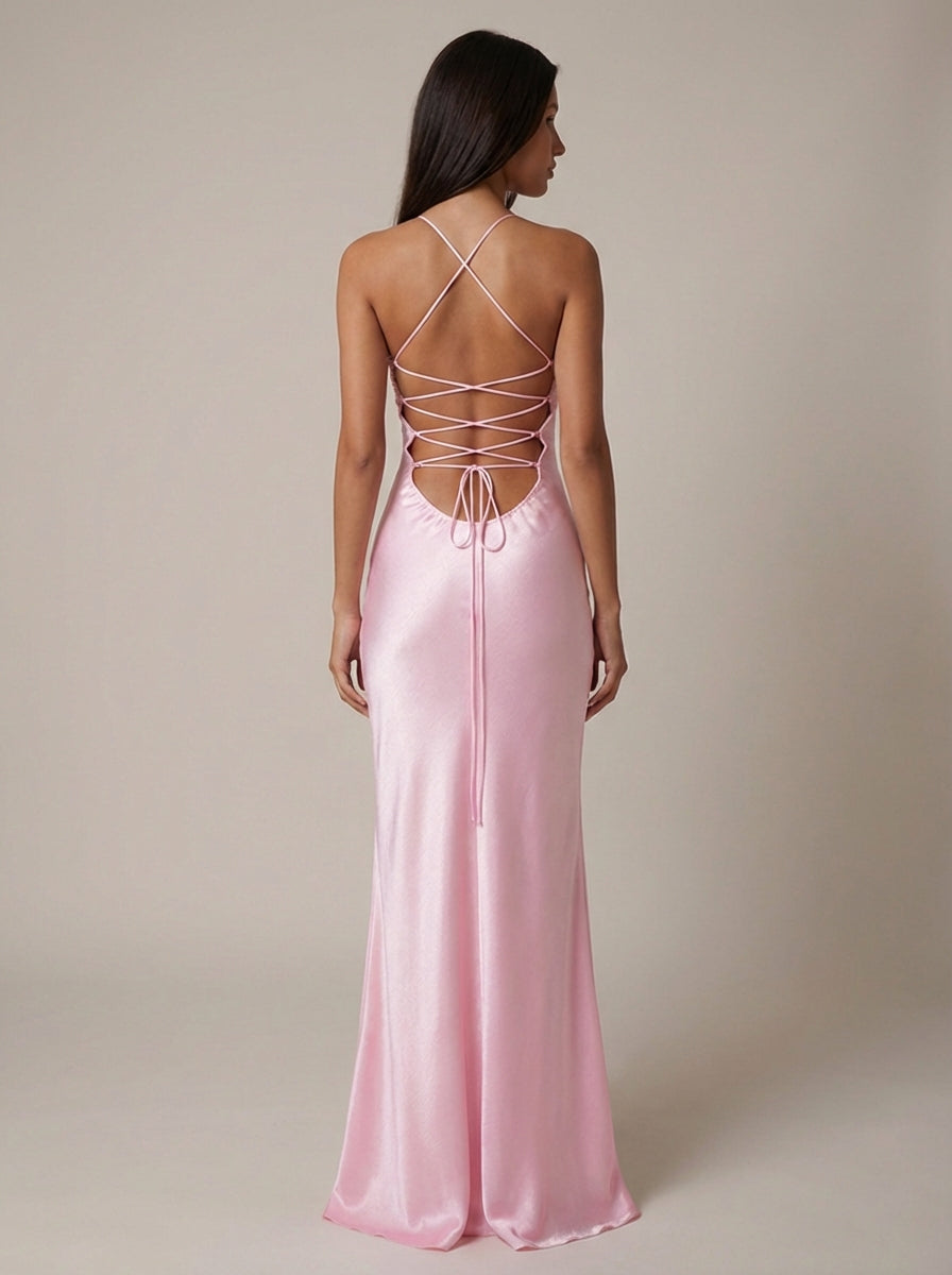 Women's Formal Beaded Halter Maxi Dress