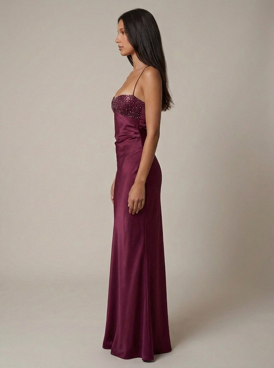 Women's Formal Beaded Halter Maxi Dress