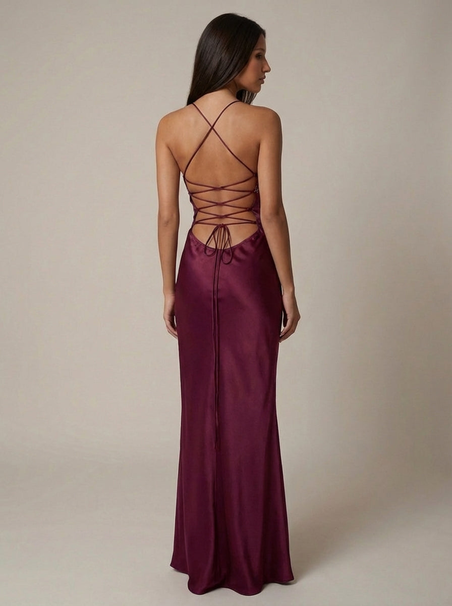 Women's Formal Beaded Halter Maxi Dress